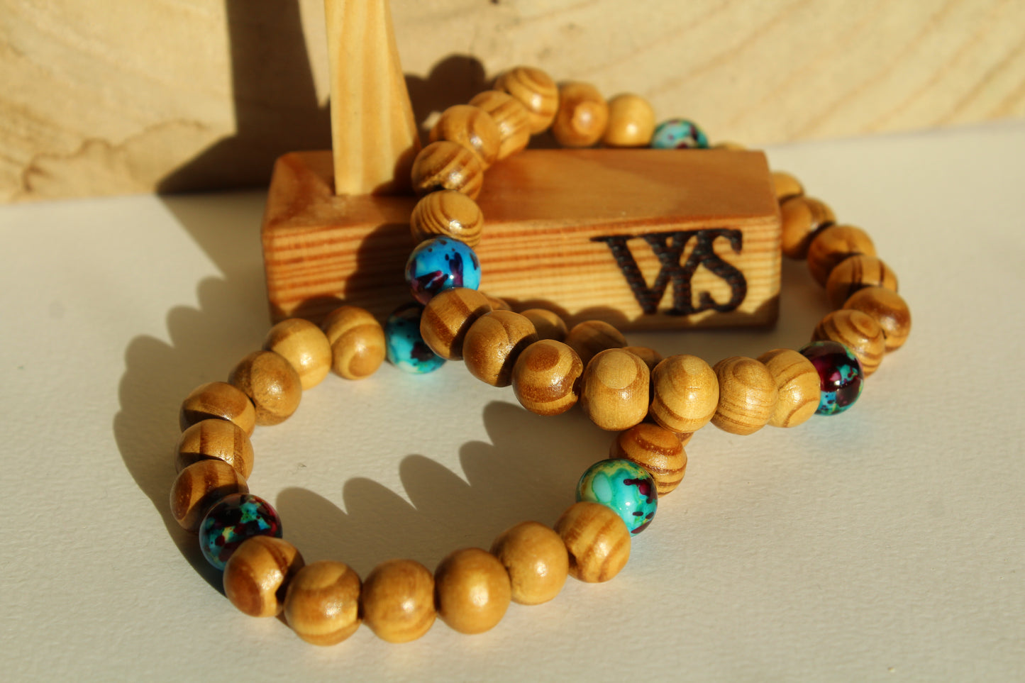 Beads Wooden Bracelet - Galaxy Blue