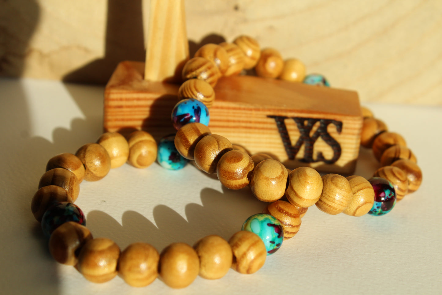 Beads Wooden Bracelet - Galaxy Blue