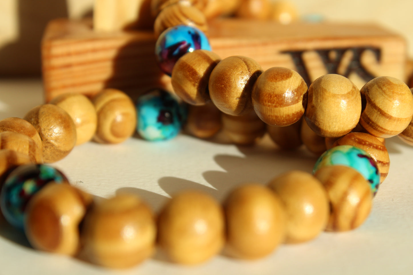 Beads Wooden Bracelet - Galaxy Blue