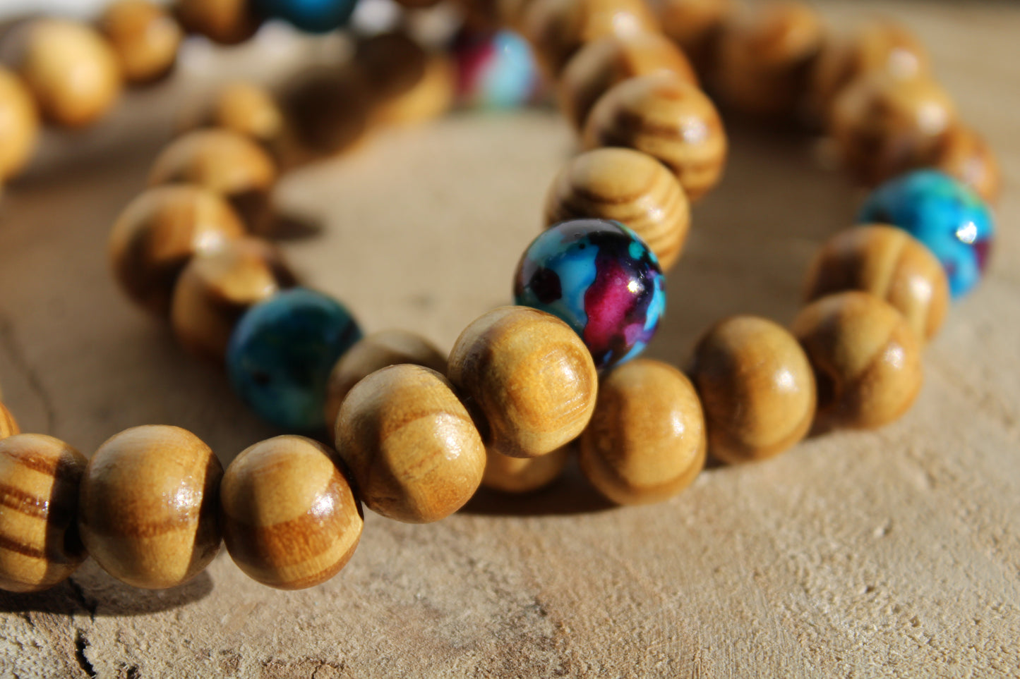 Beads Wooden Bracelet - Galaxy Blue