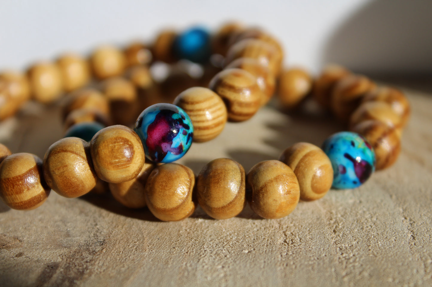 Beads Wooden Bracelet - Galaxy Blue