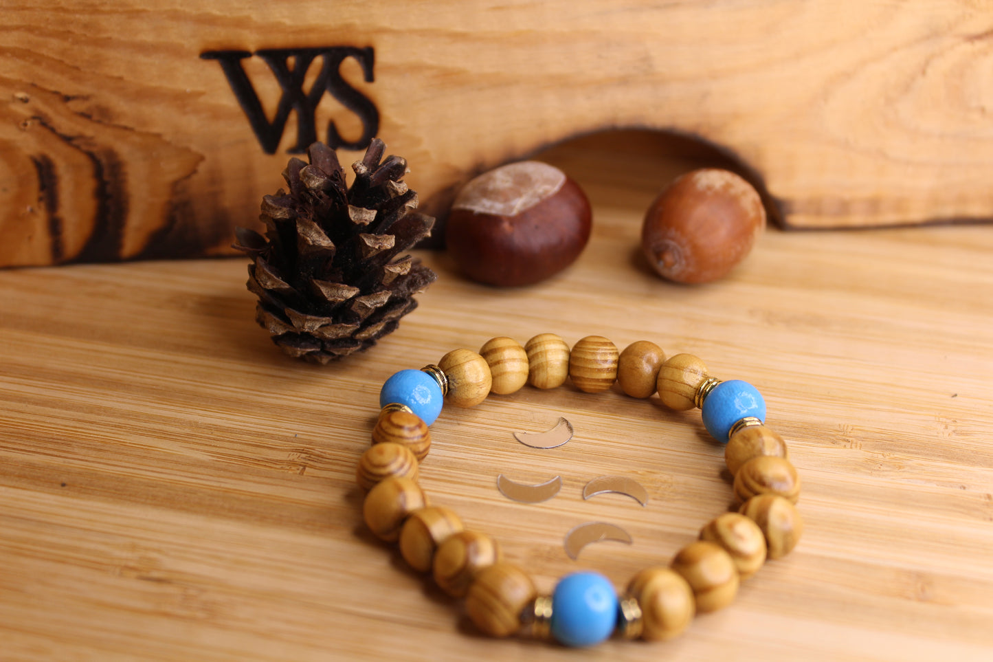 Beads Wooden Bracelet - Light Blue