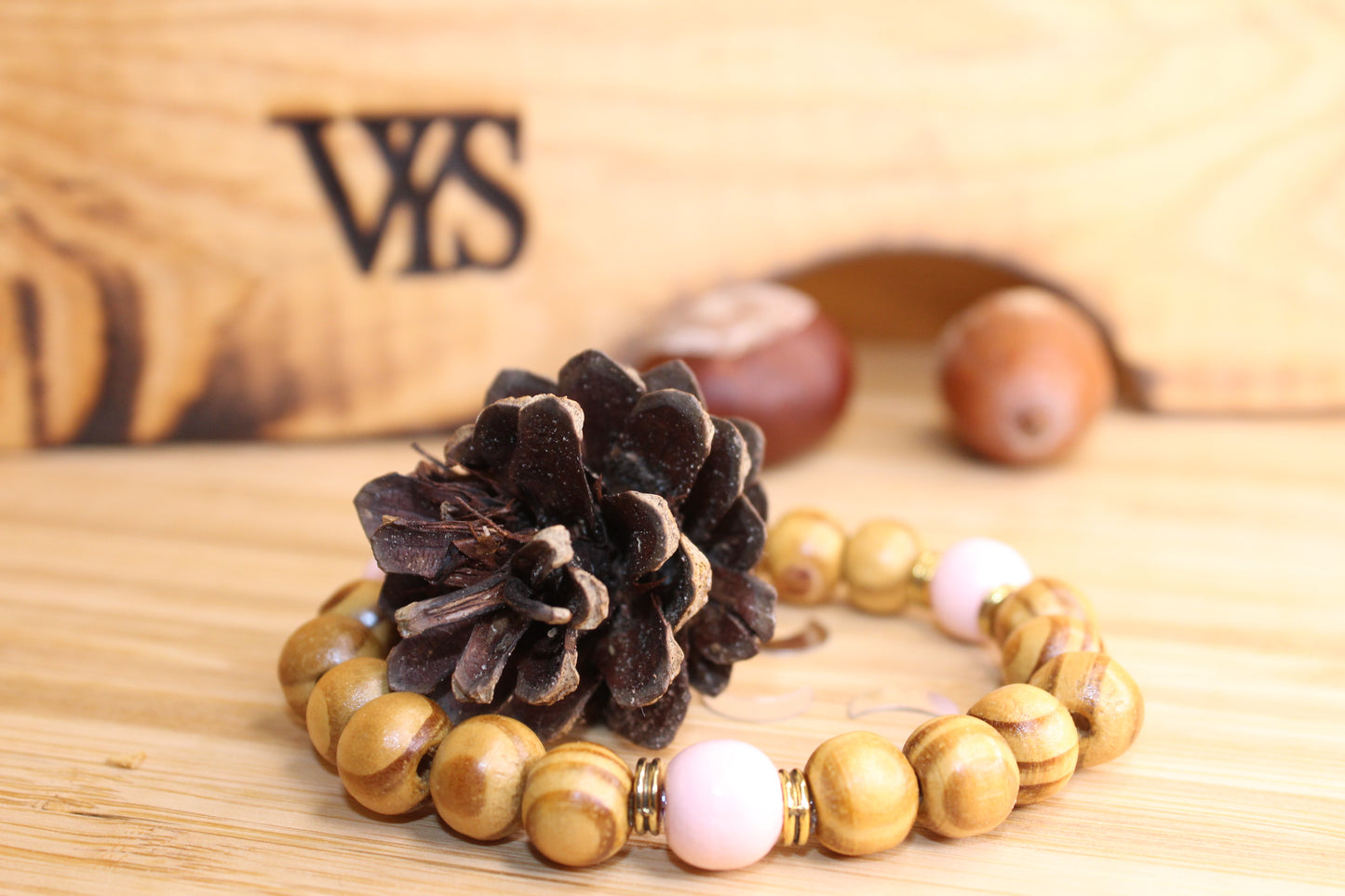 Beads Wooden Bracelet - Rose