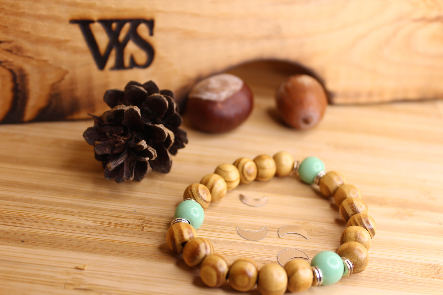 Beads Wooden Bracelet - Light Green