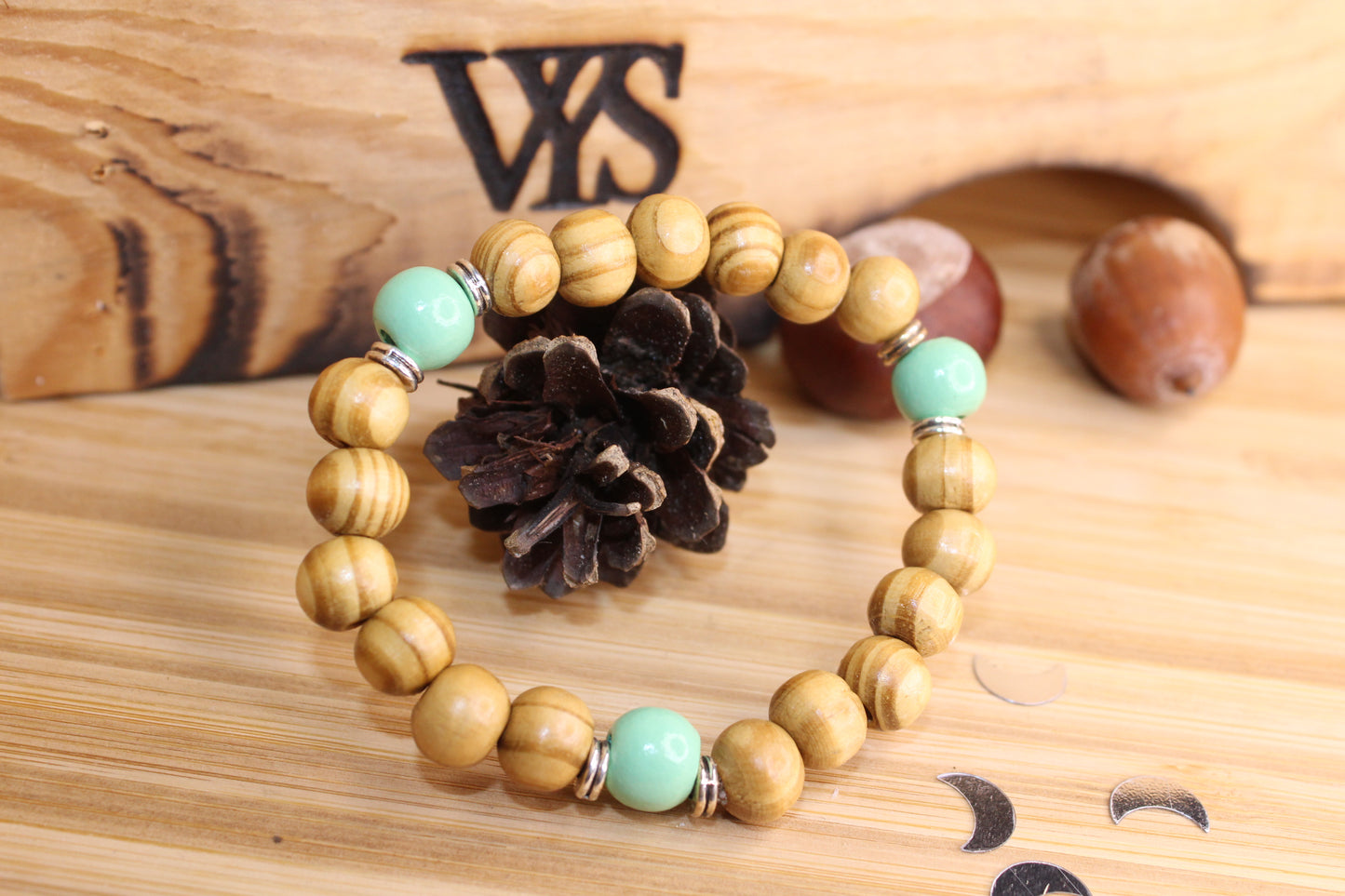 Beads Wooden Bracelet - Light Green